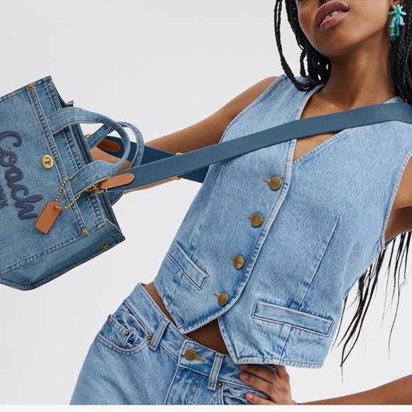 Coach Denim Cargo Tote 26 - Picture 5 of 6